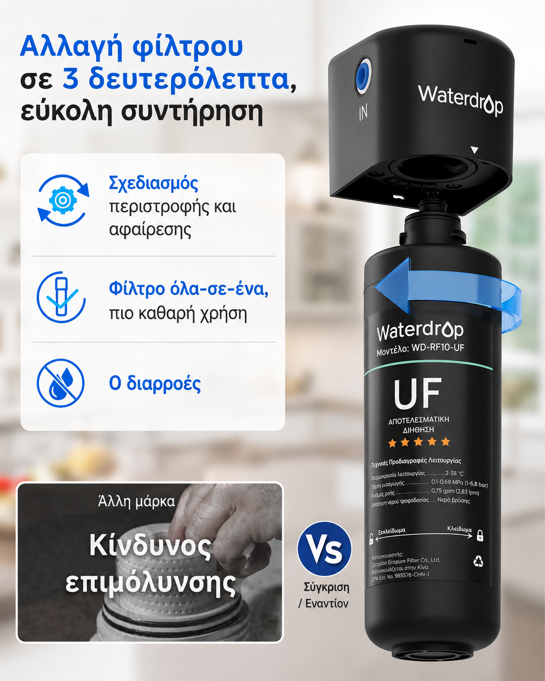 Αλλαγή φίλτρου Waterdrop WD-RF10-UF: γρήγορη και εύκολη συντήρηση